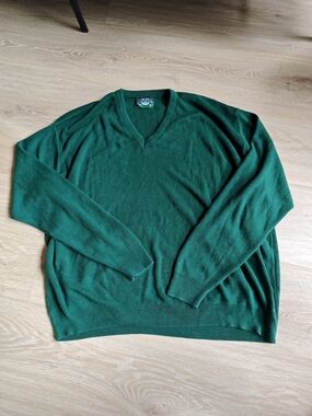 Vintage 70s 80s Jantzen V-neck Sweater Men Green Pullover